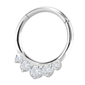 SEPTUM IN ACCIAIO CON ZIRCONI INCASTONATI 10MM-1,2MM-16G